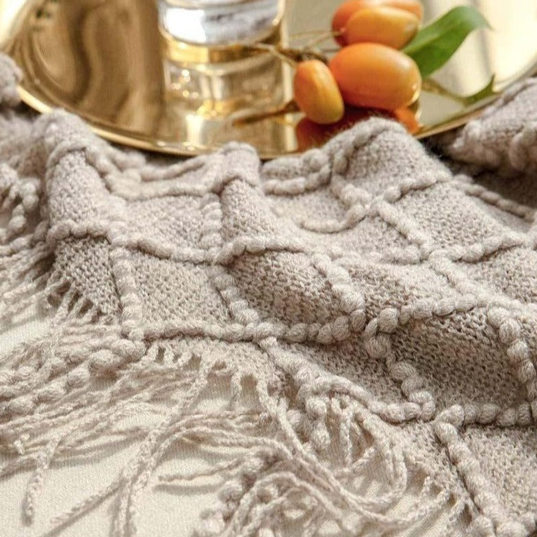 Soft Beige Nordic Bohemian Throw