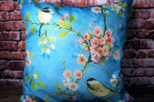 Linen wild bird print cushion cover