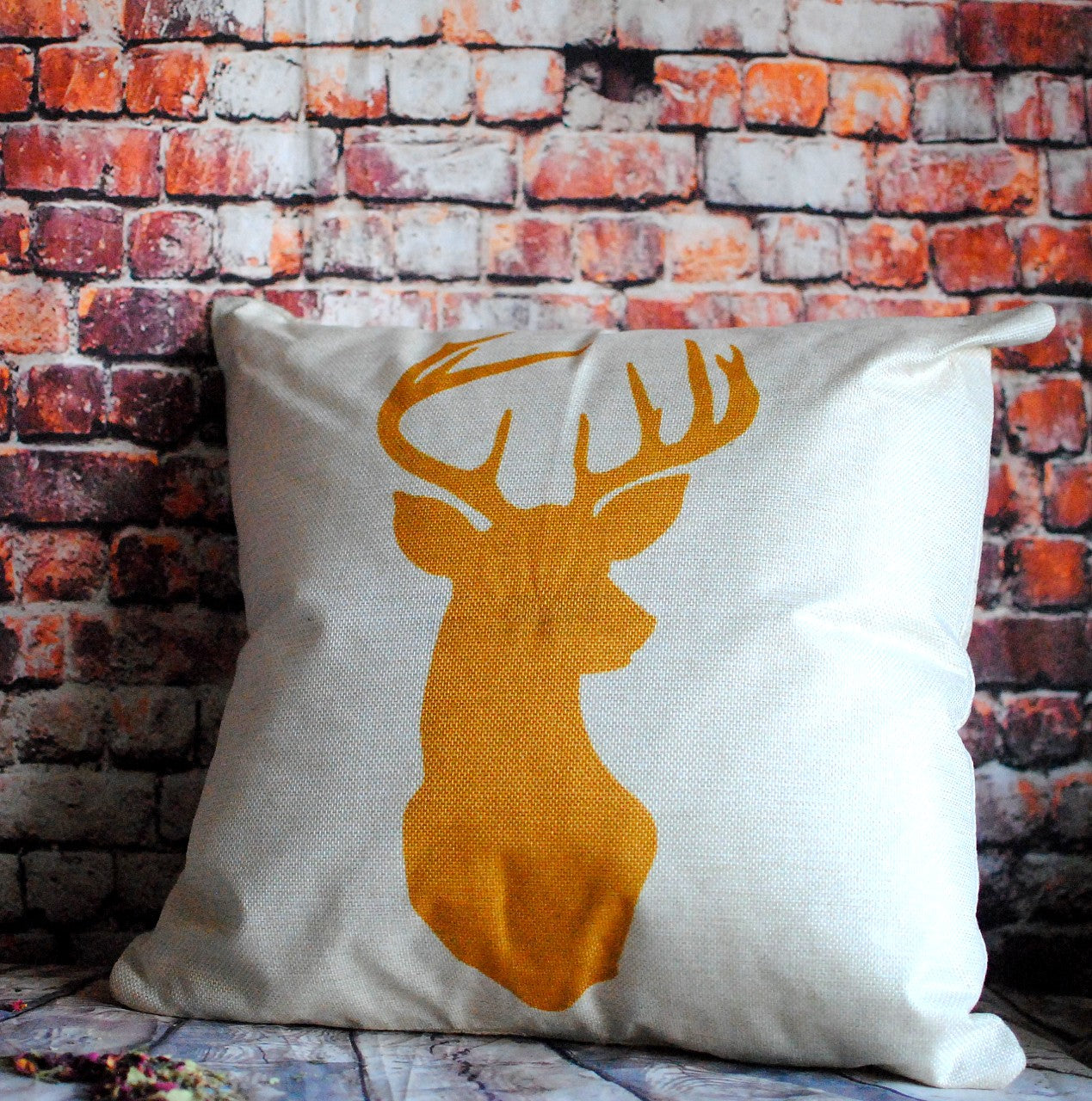 Wild reindeer geometric print cushion cover